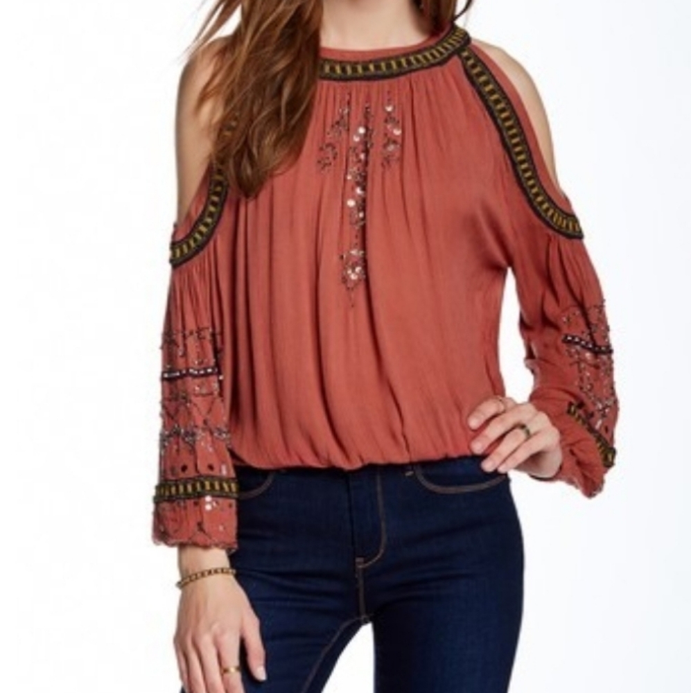 Free People Sexy Give Him the Cold Shoulder Blouse